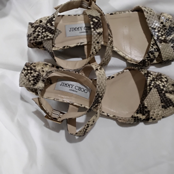 Jimmy Choo Wome's Brown and Cream Sandals with Ankle - Picture 7 of 11